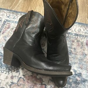 Black Leather Western Boots